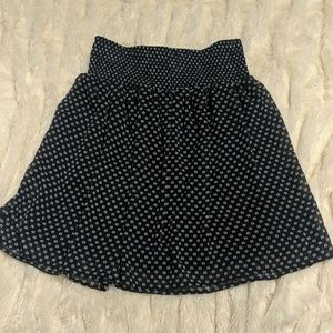 Navy & White Patterned Flowy Skirt